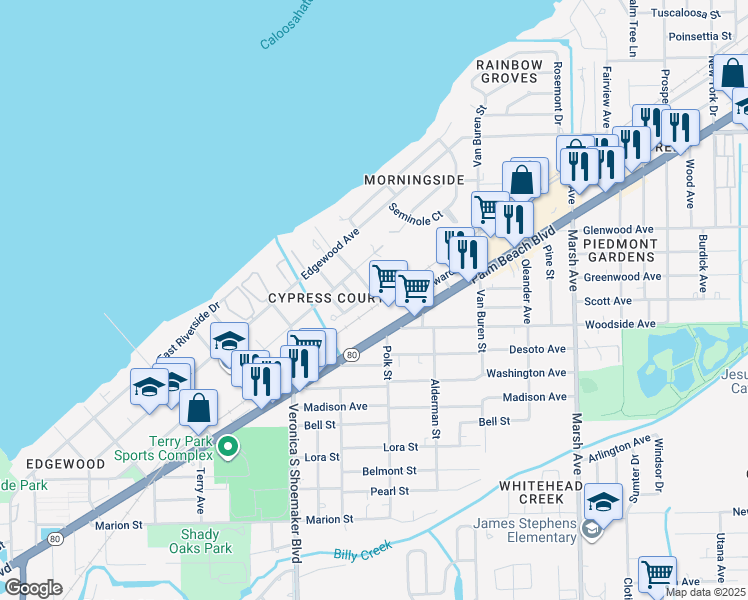 map of restaurants, bars, coffee shops, grocery stores, and more near 3742 Estelle Avenue in Fort Myers