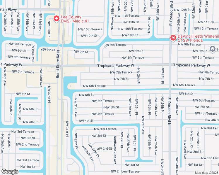 map of restaurants, bars, coffee shops, grocery stores, and more near 2806 Northwest 6th Terrace in Cape Coral