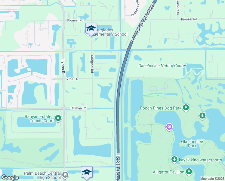 map of restaurants, bars, coffee shops, grocery stores, and more near 8034 7th Place South in West Palm Beach