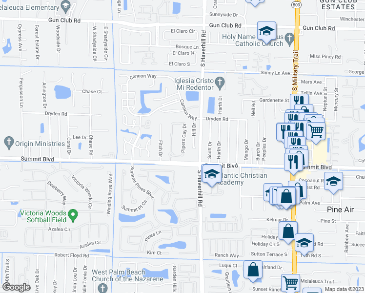 map of restaurants, bars, coffee shops, grocery stores, and more near 832 Pipers Cay Drive in West Palm Beach