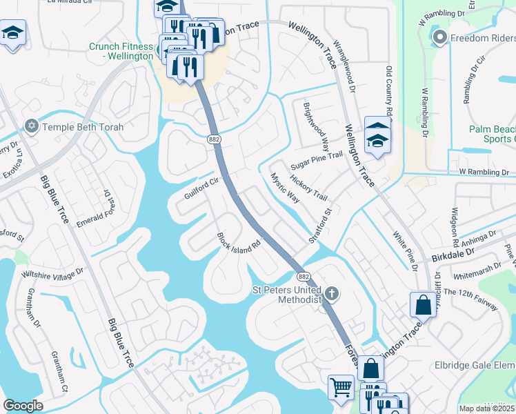 map of restaurants, bars, coffee shops, grocery stores, and more near 1176 Sachem Head Terrace in Wellington