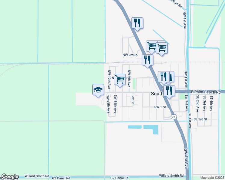 map of restaurants, bars, coffee shops, grocery stores, and more near 1045 Doctor Martin Luther King Junior Boulevard in South Bay
