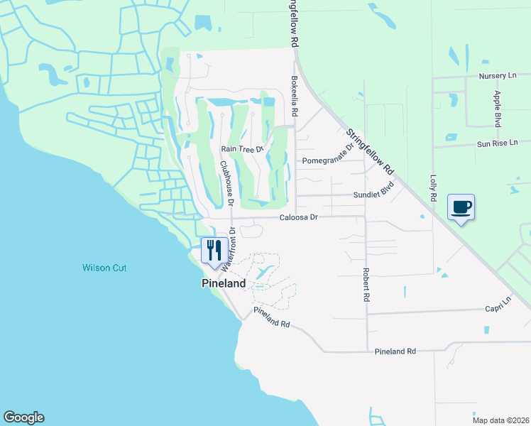 map of restaurants, bars, coffee shops, grocery stores, and more near 7620 Caloosa Drive in Bokeelia