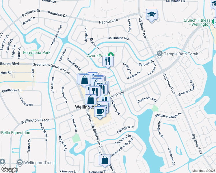 map of restaurants, bars, coffee shops, grocery stores, and more near 13787 Sunflower Court in Wellington