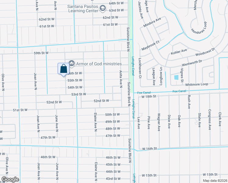 map of restaurants, bars, coffee shops, grocery stores, and more near 2517 53rd Street West in Lehigh Acres