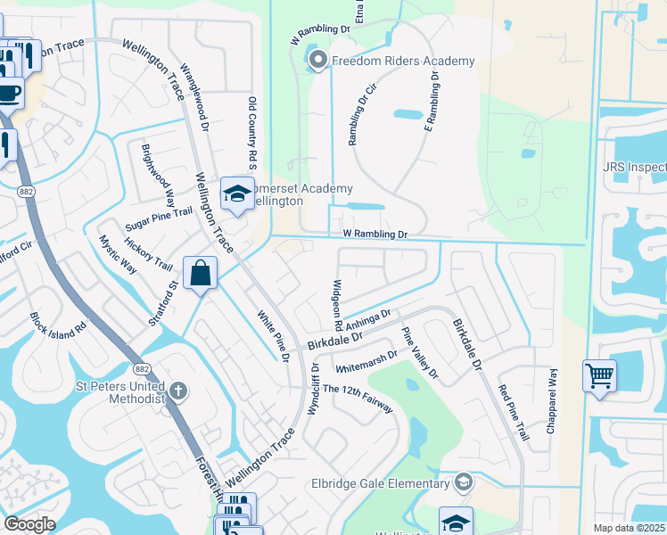 map of restaurants, bars, coffee shops, grocery stores, and more near 1107 Widgeon Road in Wellington