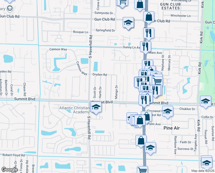 map of restaurants, bars, coffee shops, grocery stores, and more near 858 Jamaican Drive in West Palm Beach