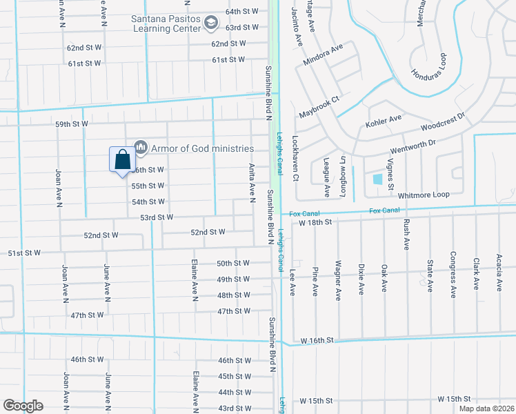 map of restaurants, bars, coffee shops, grocery stores, and more near 5306 Anita Avenue North in Lehigh Acres