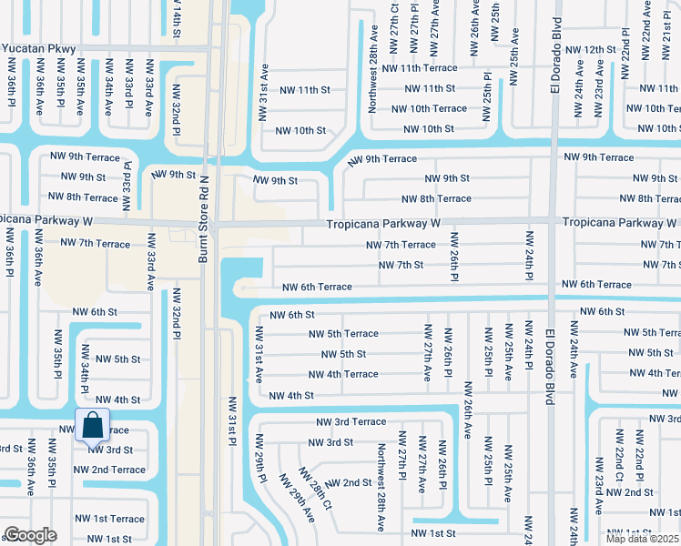 map of restaurants, bars, coffee shops, grocery stores, and more near 2825 Northwest 7th Street in Cape Coral