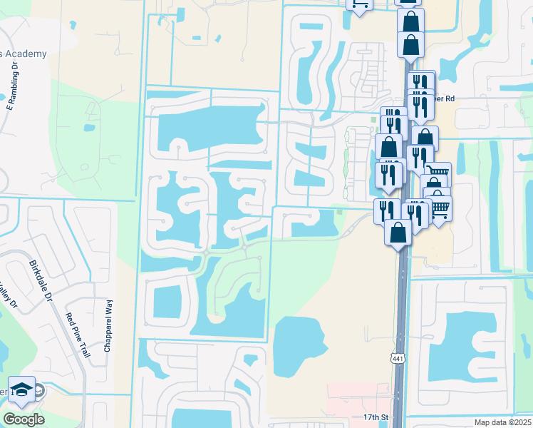 map of restaurants, bars, coffee shops, grocery stores, and more near 1221 Canyon Way in Wellington