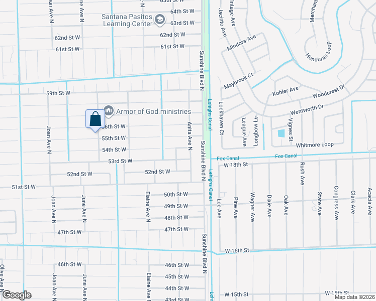 map of restaurants, bars, coffee shops, grocery stores, and more near 2507 54th Street West in Lehigh Acres
