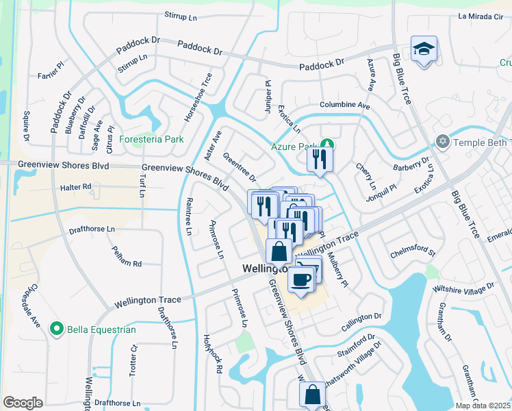 map of restaurants, bars, coffee shops, grocery stores, and more near 13992 Aster Avenue in Wellington