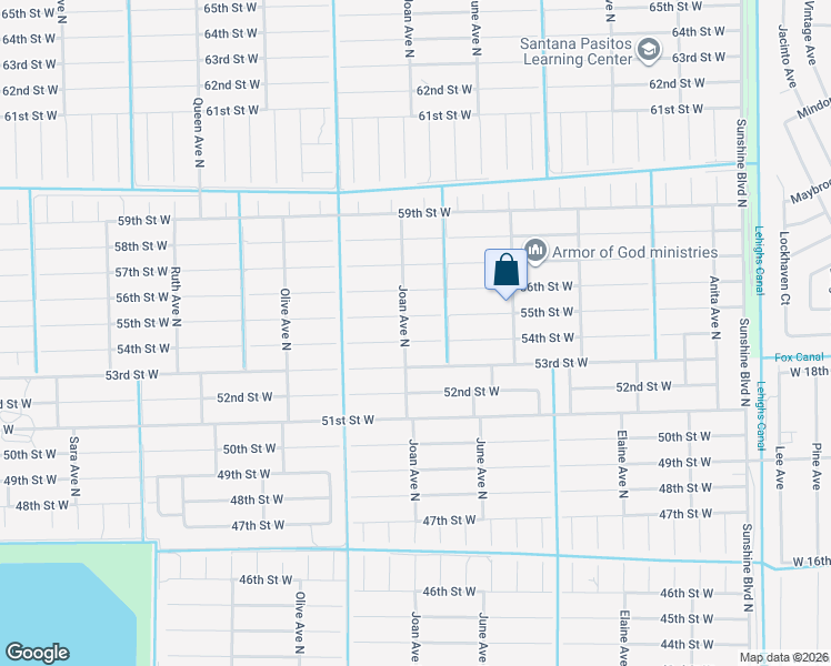 map of restaurants, bars, coffee shops, grocery stores, and more near 2910 54th Street West in Lehigh Acres