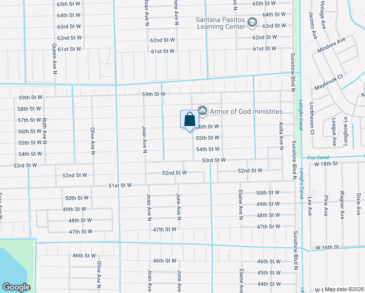 map of restaurants, bars, coffee shops, grocery stores, and more near 2806 54th Street West in Lehigh Acres