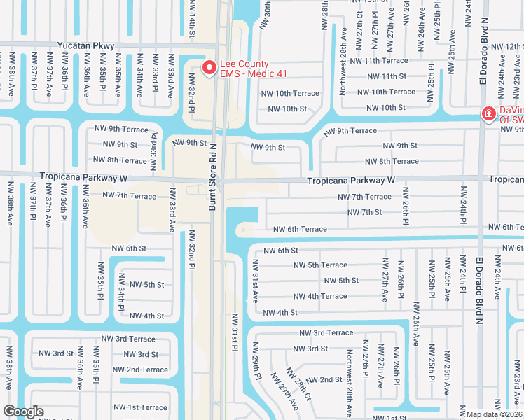 map of restaurants, bars, coffee shops, grocery stores, and more near 2917 Northwest 7th Street in Cape Coral