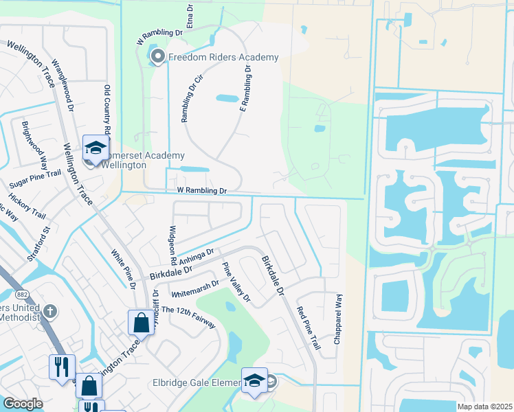 map of restaurants, bars, coffee shops, grocery stores, and more near 1068 Jackpine Street in Wellington