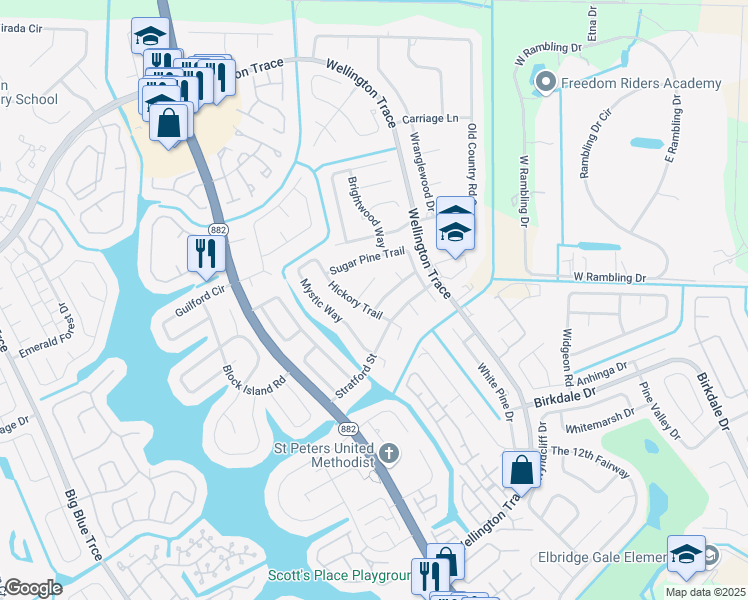 map of restaurants, bars, coffee shops, grocery stores, and more near 12181 Sycamore Lane in Wellington