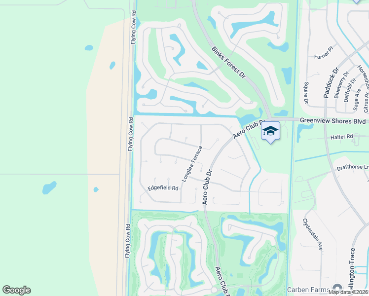 map of restaurants, bars, coffee shops, grocery stores, and more near 15590 Rolling Meadows Circle in Wellington