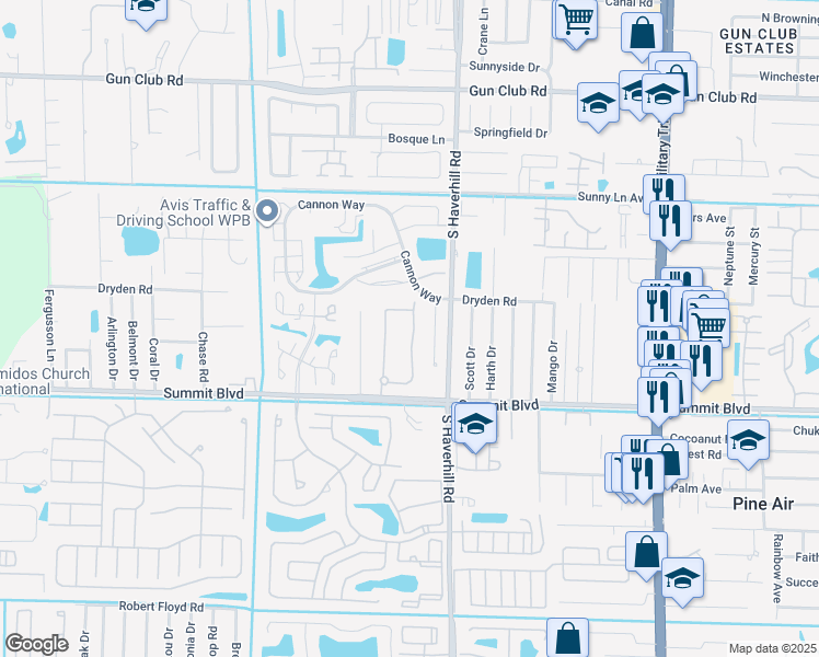 map of restaurants, bars, coffee shops, grocery stores, and more near 880 Pipers Cay Drive in West Palm Beach