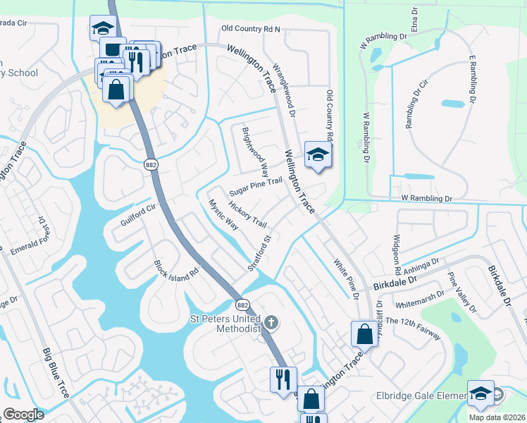 map of restaurants, bars, coffee shops, grocery stores, and more near 12181 Sycamore Lane in Wellington