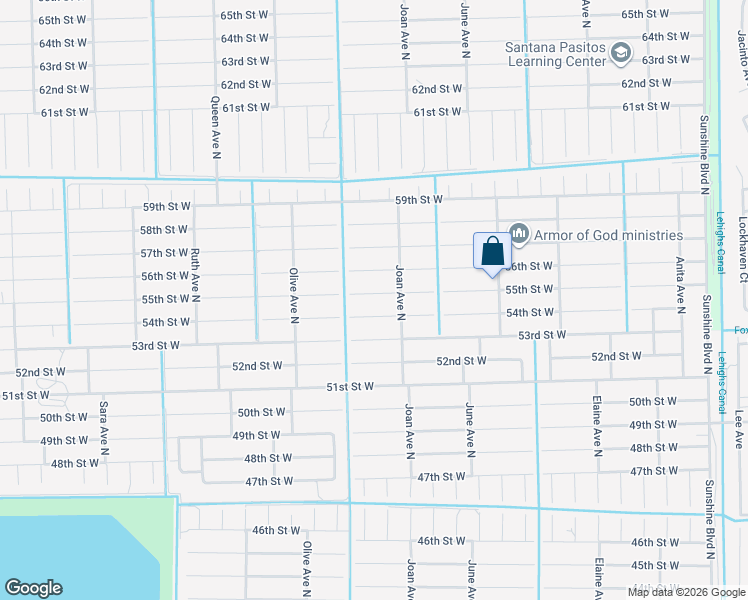 map of restaurants, bars, coffee shops, grocery stores, and more near 3009 55th Street West in Lehigh Acres
