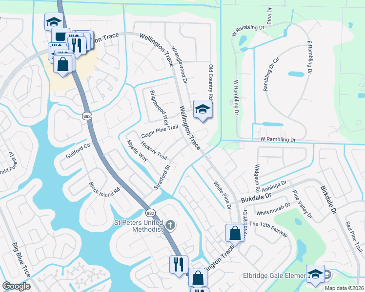 map of restaurants, bars, coffee shops, grocery stores, and more near 12149 Stratford Street in Wellington