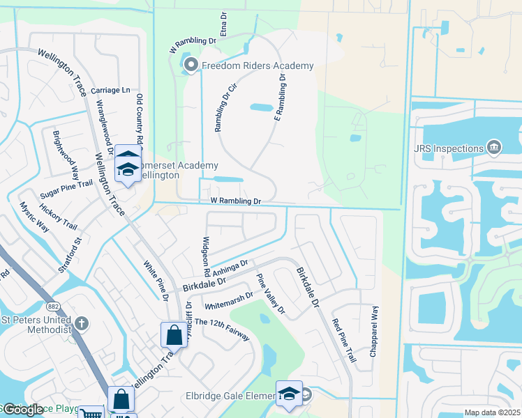 map of restaurants, bars, coffee shops, grocery stores, and more near 11543 Turnstone Drive in Wellington