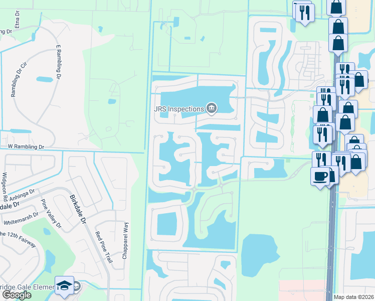 map of restaurants, bars, coffee shops, grocery stores, and more near 10604 Keystone Court in Wellington