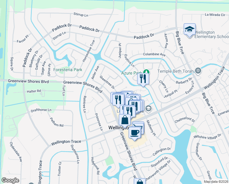map of restaurants, bars, coffee shops, grocery stores, and more near 13992 Aster Avenue in Wellington