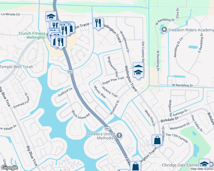 map of restaurants, bars, coffee shops, grocery stores, and more near 12195 Sugar Pine Trail in Wellington