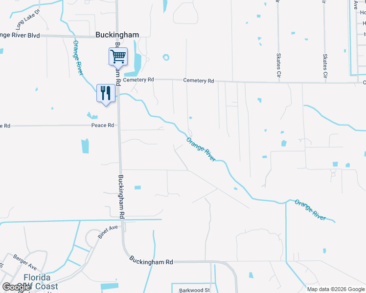 map of restaurants, bars, coffee shops, grocery stores, and more near 14041 River Road in Fort Myers