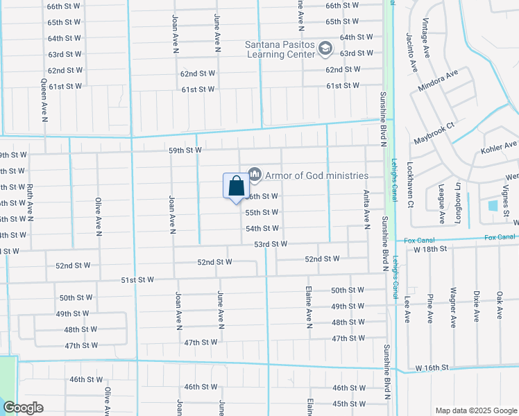 map of restaurants, bars, coffee shops, grocery stores, and more near 2710 55th Street West in Lehigh Acres
