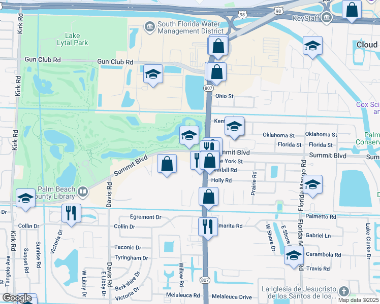 map of restaurants, bars, coffee shops, grocery stores, and more near in West Palm Beach