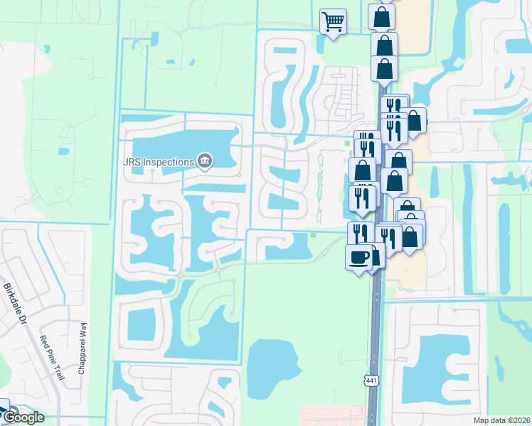 map of restaurants, bars, coffee shops, grocery stores, and more near 143 Canterbury Place in Royal Palm Beach