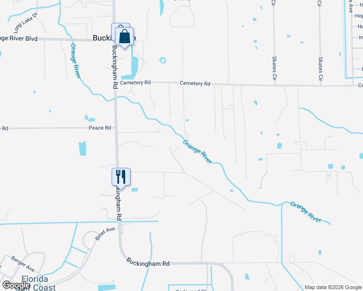 map of restaurants, bars, coffee shops, grocery stores, and more near 14041 River Road in Fort Myers
