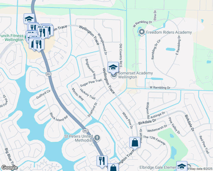 map of restaurants, bars, coffee shops, grocery stores, and more near 12138 Sugar Pine Trail in Wellington