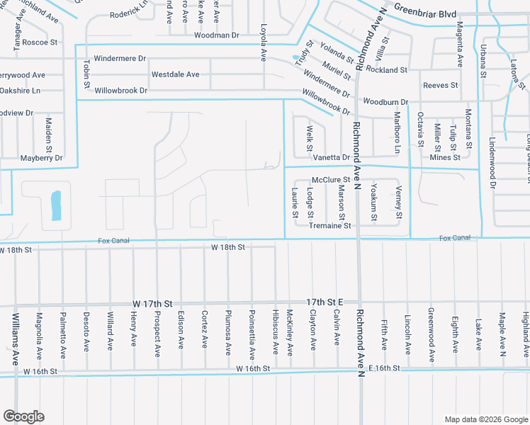 map of restaurants, bars, coffee shops, grocery stores, and more near 1820 Poinsettia Avenue in Lehigh Acres
