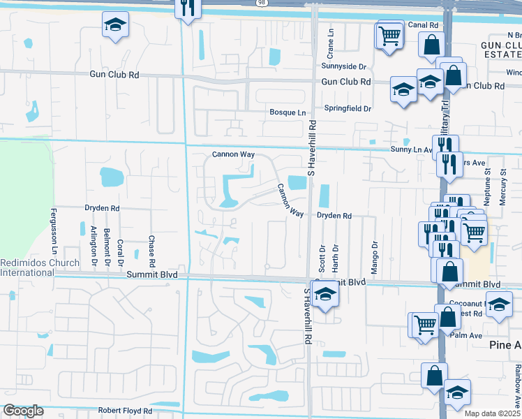 map of restaurants, bars, coffee shops, grocery stores, and more near 5130 Society Place West in West Palm Beach