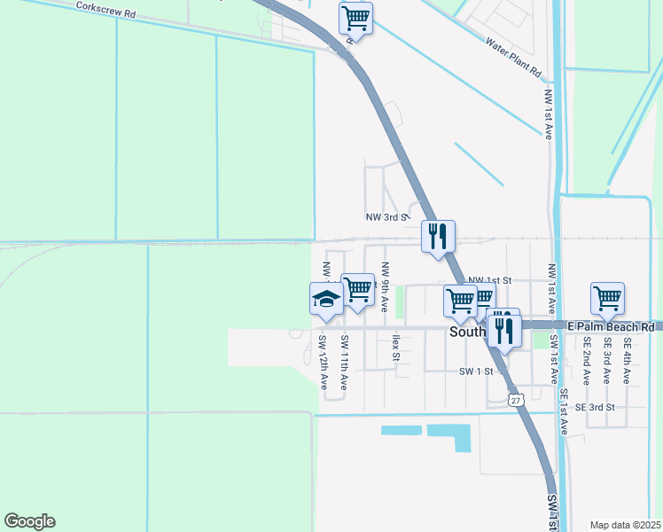 map of restaurants, bars, coffee shops, grocery stores, and more near 265 Northwest 12th Avenue in South Bay