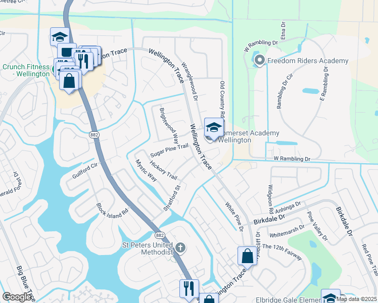 map of restaurants, bars, coffee shops, grocery stores, and more near 12138 Sugar Pine Trail in Wellington