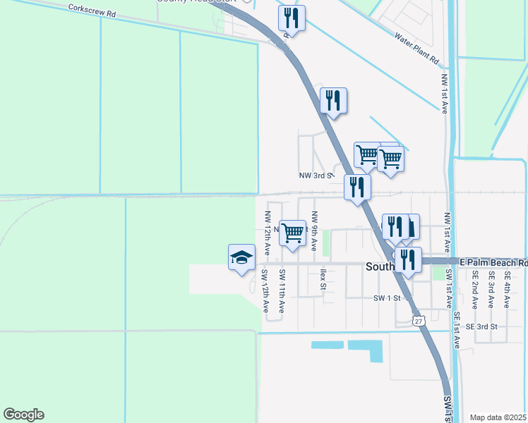map of restaurants, bars, coffee shops, grocery stores, and more near 265 Northwest 12th Avenue in South Bay