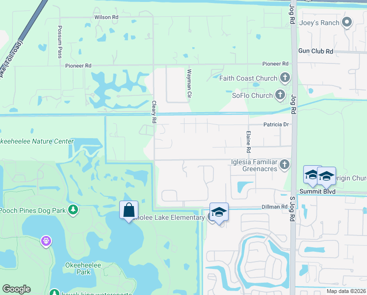 map of restaurants, bars, coffee shops, grocery stores, and more near 654 Cleary Road in West Palm Beach