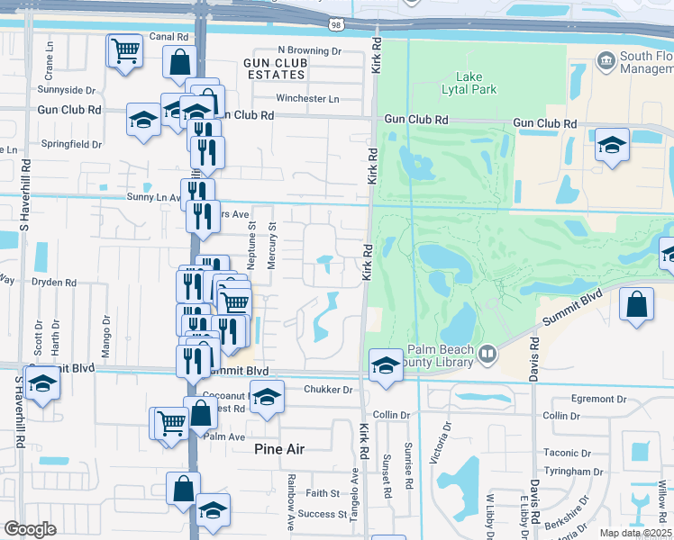 map of restaurants, bars, coffee shops, grocery stores, and more near 4016 Palm Bay Circle in West Palm Beach