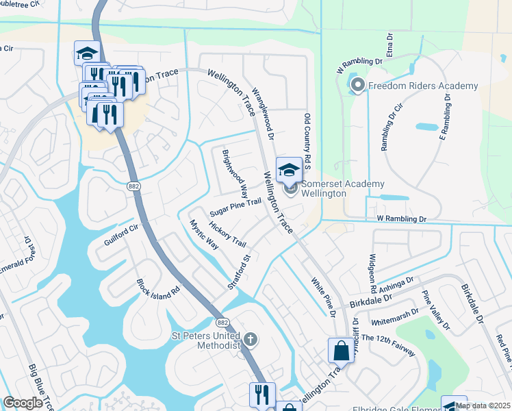 map of restaurants, bars, coffee shops, grocery stores, and more near 12160 Sugar Pine Trail in Wellington