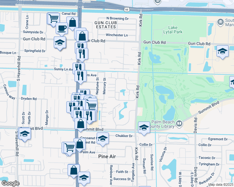 map of restaurants, bars, coffee shops, grocery stores, and more near 4179 Palm Bay Circle in West Palm Beach