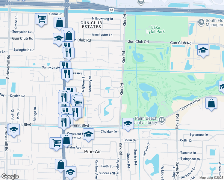 map of restaurants, bars, coffee shops, grocery stores, and more near 4016 Palm Bay Circle in West Palm Beach