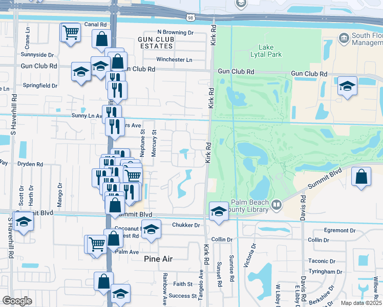 map of restaurants, bars, coffee shops, grocery stores, and more near 4016 Palm Bay Circle in West Palm Beach