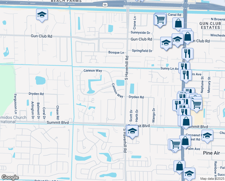 map of restaurants, bars, coffee shops, grocery stores, and more near 5074 Society Place West in West Palm Beach