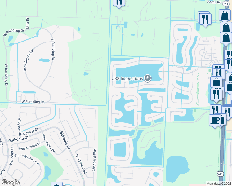 map of restaurants, bars, coffee shops, grocery stores, and more near 10706 OldHammock Way in Wellington