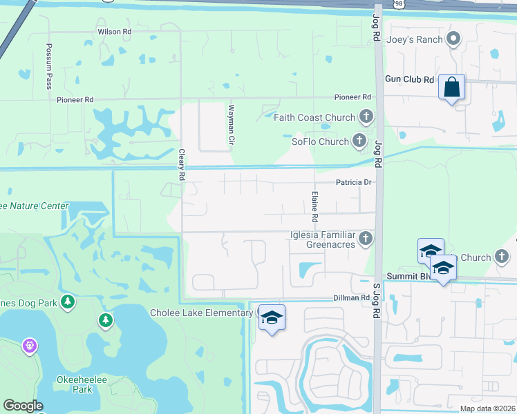 map of restaurants, bars, coffee shops, grocery stores, and more near 6725 Katherine Road in West Palm Beach